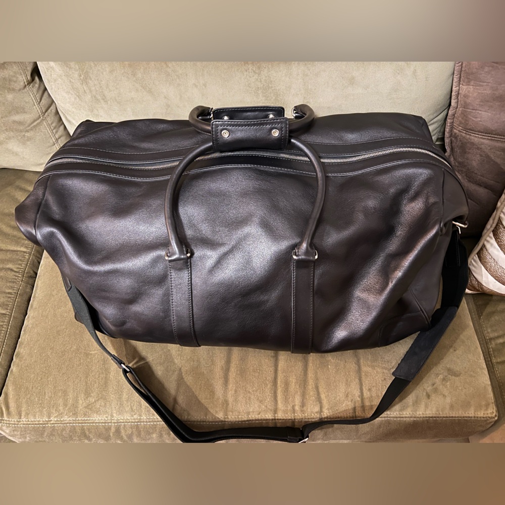 Coach Duffel Bag #5409, Black Leather, Vintage 2000’s, Gym or Travel, Expandable - Picture 3 of 12